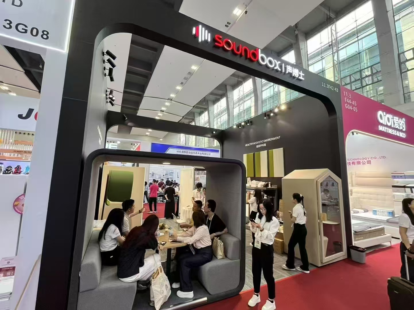 Talking inside the Soundbox OPEN Pod at the 137th Canton Fair in Guangzhou, 2025