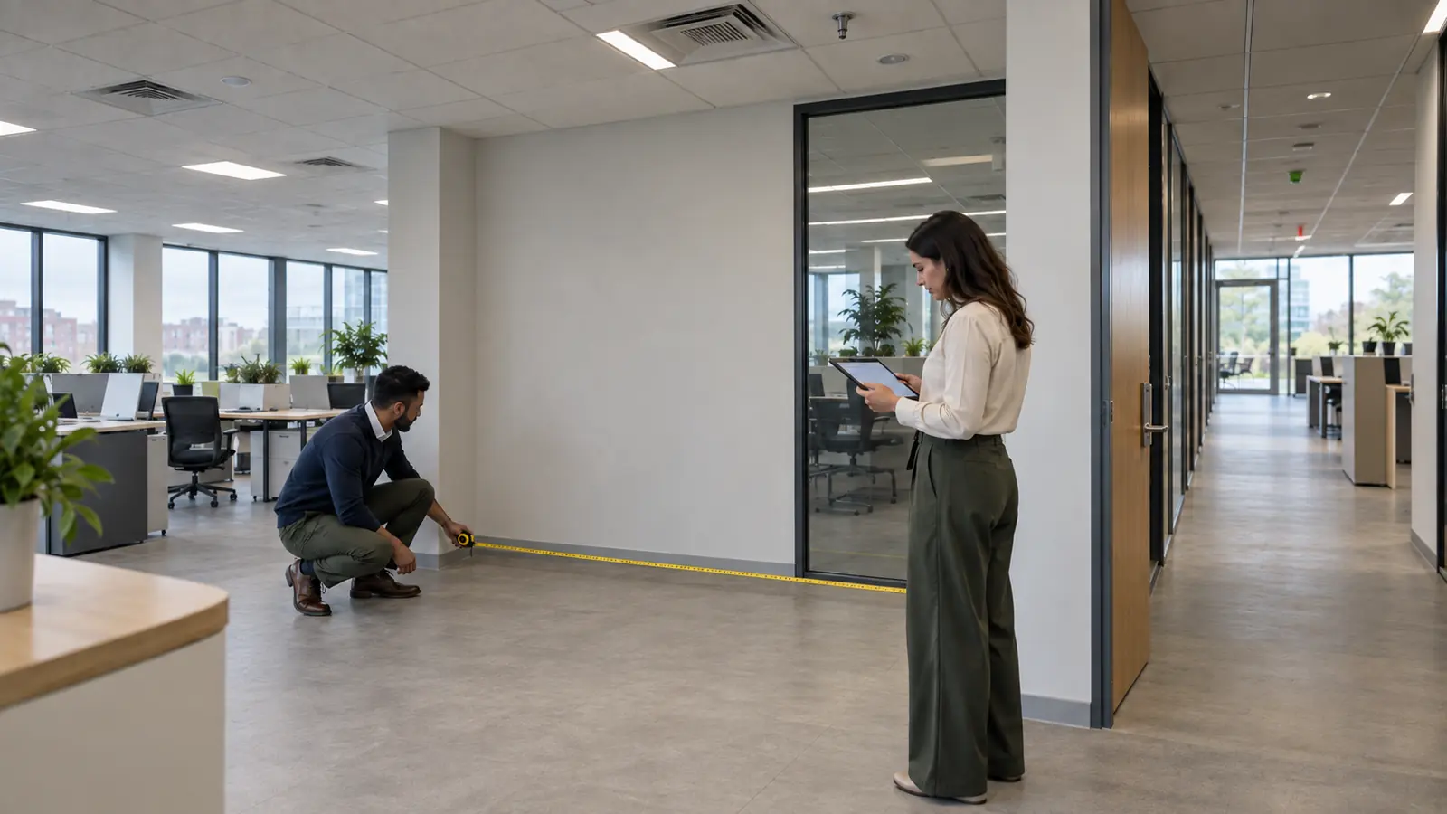 Checking available office space before placing an acoustic pod